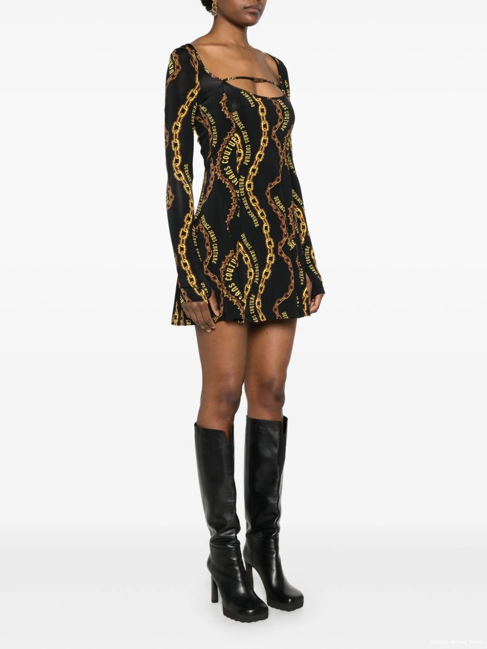 Cheap print mini Jeans Versace Women chain-link Couture dress 0731
